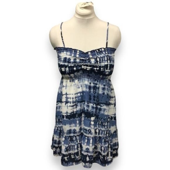 Saints & Hearts Women’s Spaghetti Strap Smocked Mini Dress, Blue, Size L - Picture 1 of 9